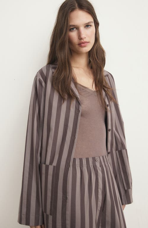 Mango Stripe Cotton Pajama Pants In Brown