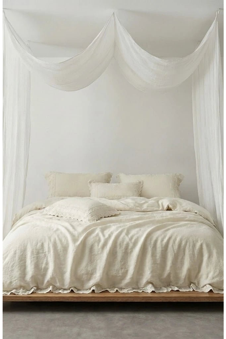Esme Linen Cotton Embroidered Floral Bedding Set, Alternate, color, Off-White / Cream