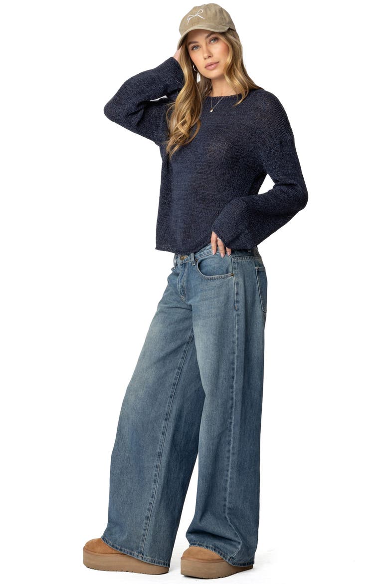 Drop Shoulder Sweater, Alternate, color, NAVY