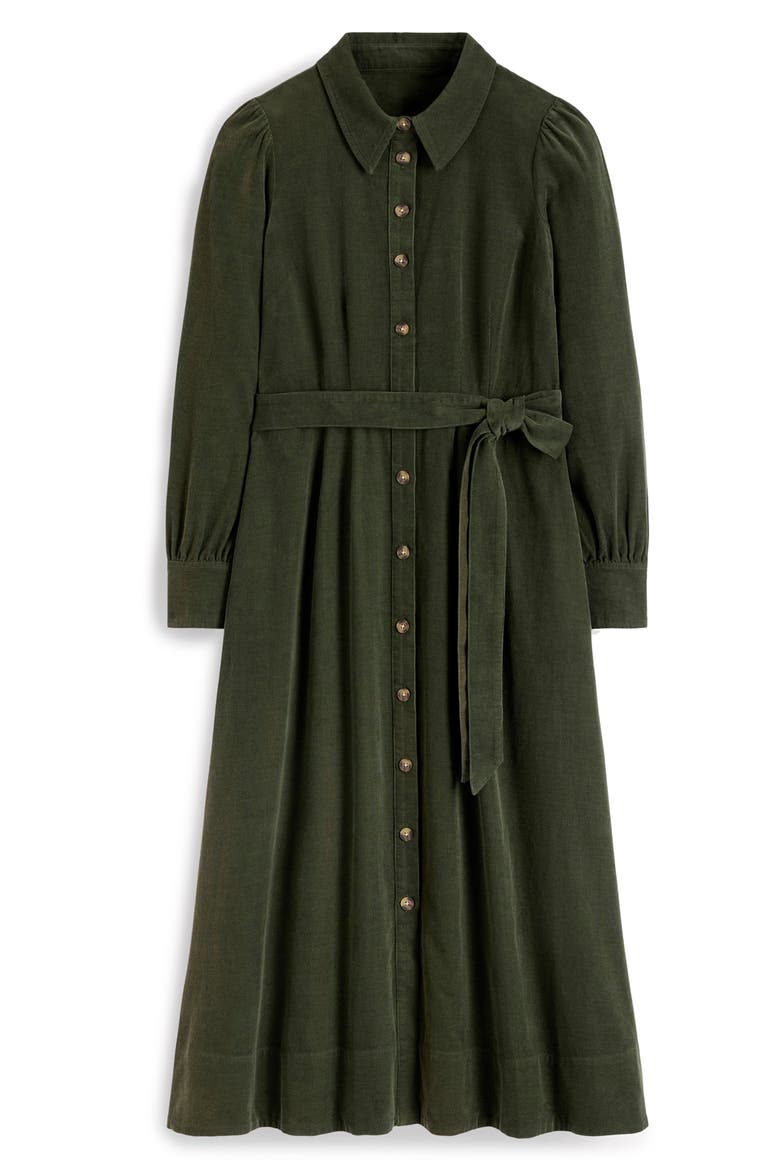 Maeve Corduroy Midi Shirtdress, Alternate, color, FOREST GLADE