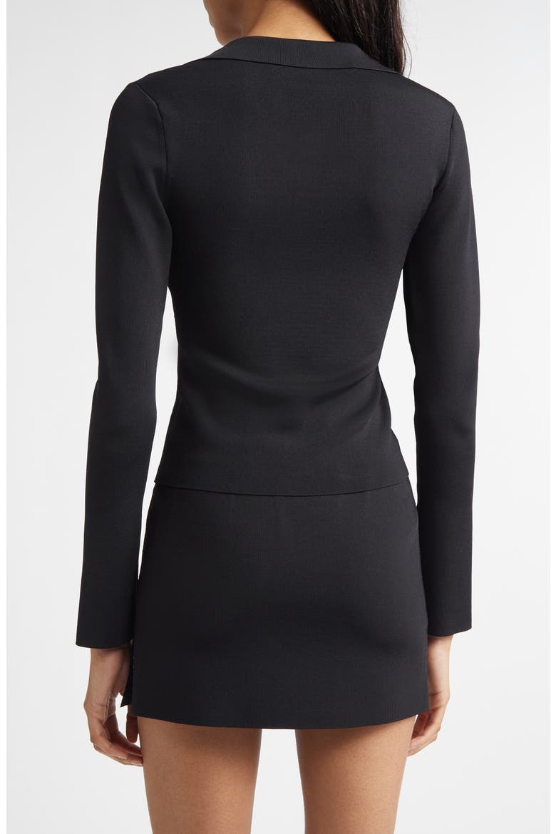 Long Sleeve Fixed Placket Polo Sweater, Alternate, color, BLACK