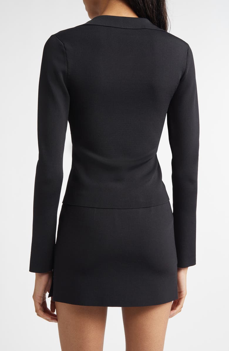 Alexander Wang Long Sleeve Fixed Placket Polo Sweater, Alternate, color, Black