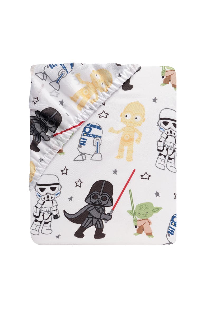 Star Wars Classic Fitted Crib/Toddler Sheet - Yoda/Darth Vader, Alternate, color, White