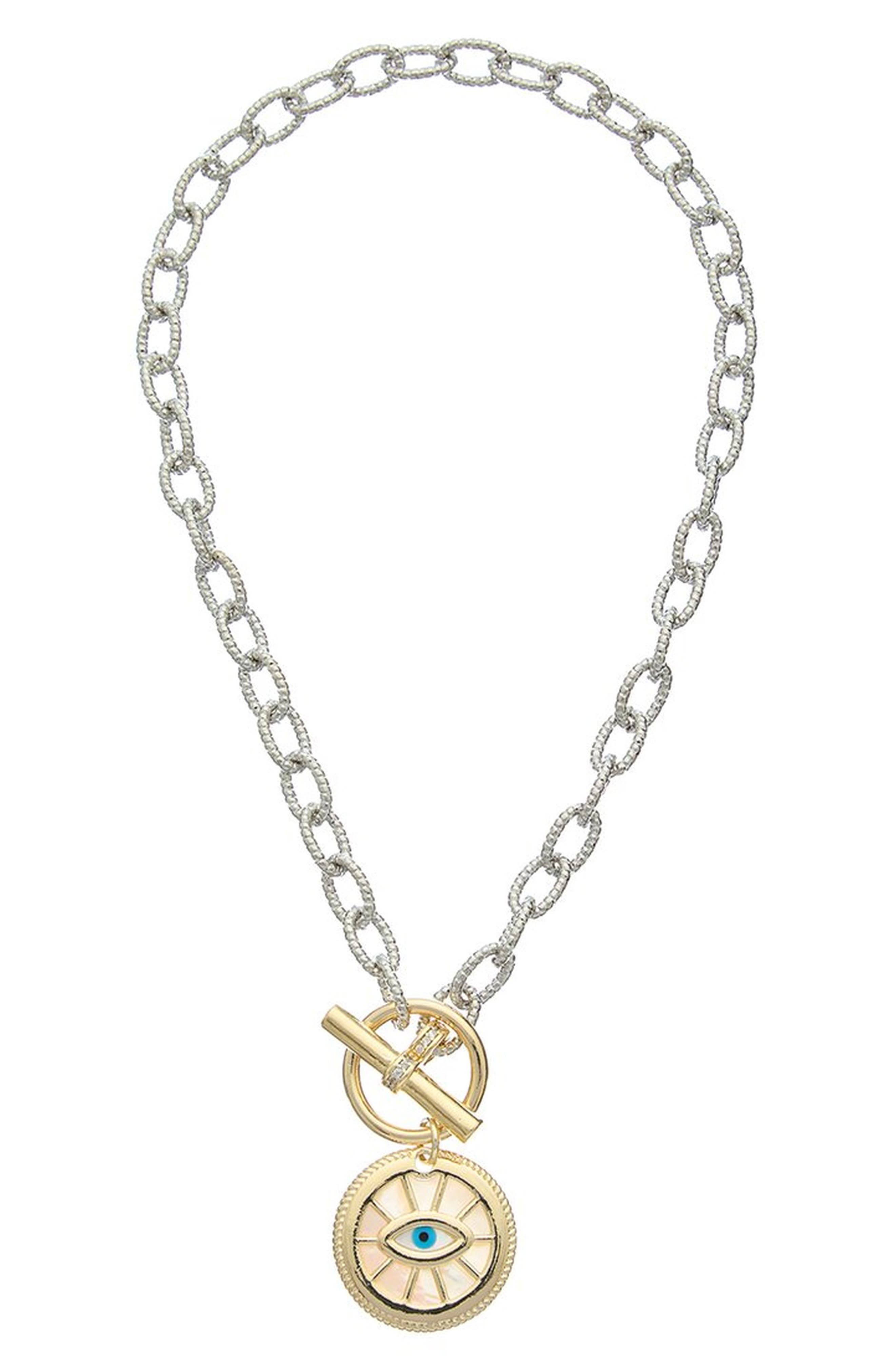 Evil Eye Toggle Pendant Necklace