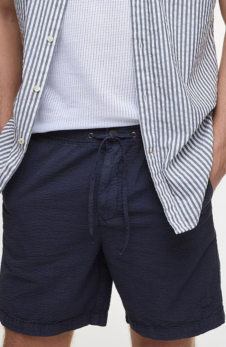 Barbour Relaxed Cotton Seersucker Drawstring Shorts, Alternate, color, Navy
