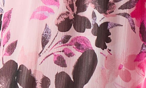 Kasper Floral Short Sleeve Tiered Maxi Dress In Tutu Pink Multi