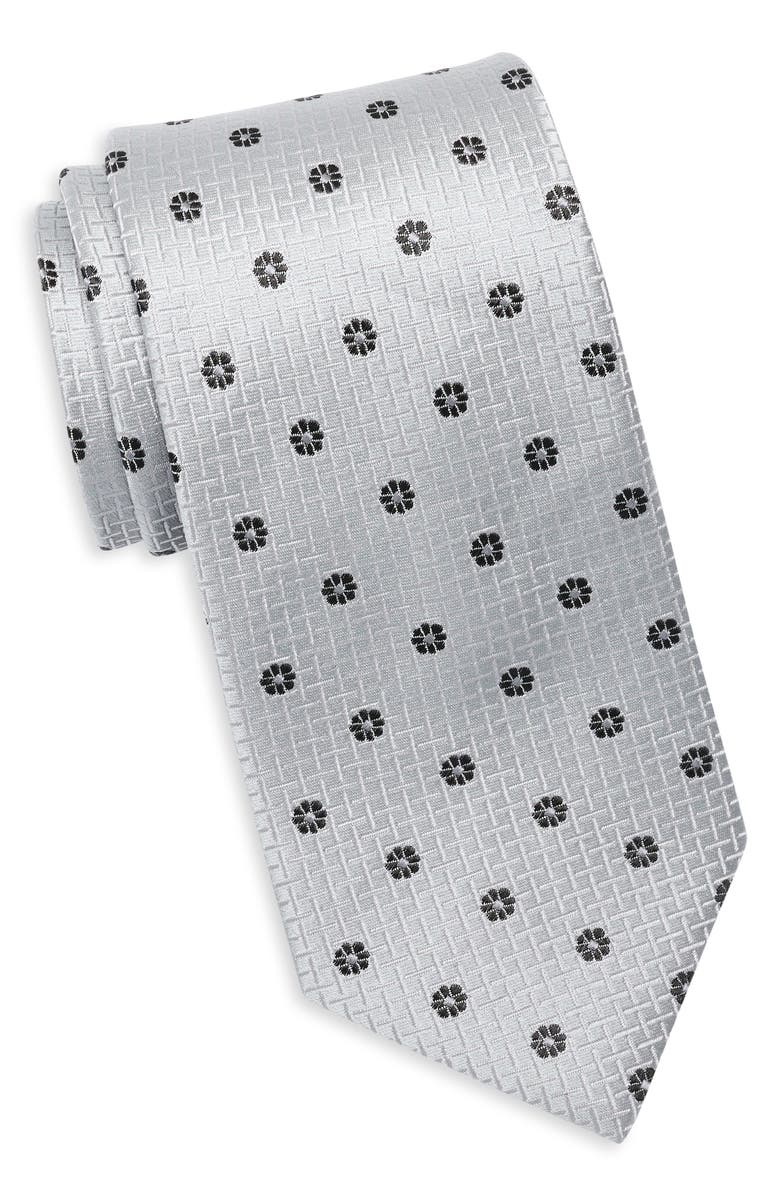 Duchamp Medallion Jacquard Silk Tie, Main, color, Silver