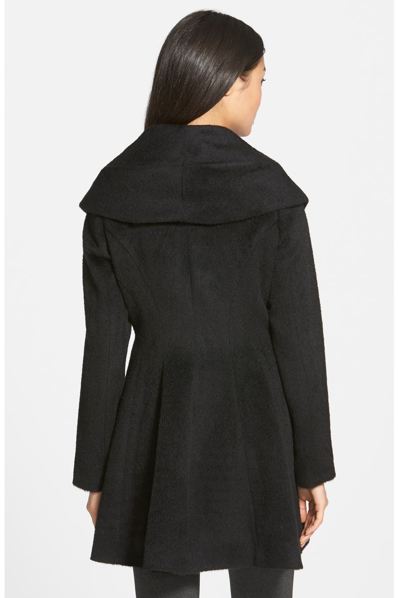 'Bonnie' Shawl Collar Skirted Coat, Alternate, color, BLACK