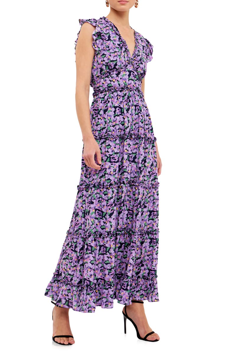 Free the Roses Floral Ruffle Tiered Maxi Dress, Alternate, color, 