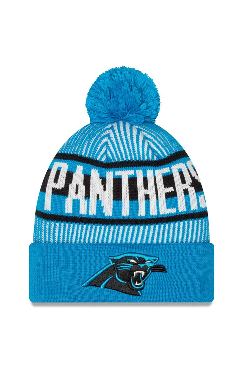 New Era Men's New Era Blue Carolina Panthers Striped Cuffed Knit Hat with Pom, Main, color, Blue