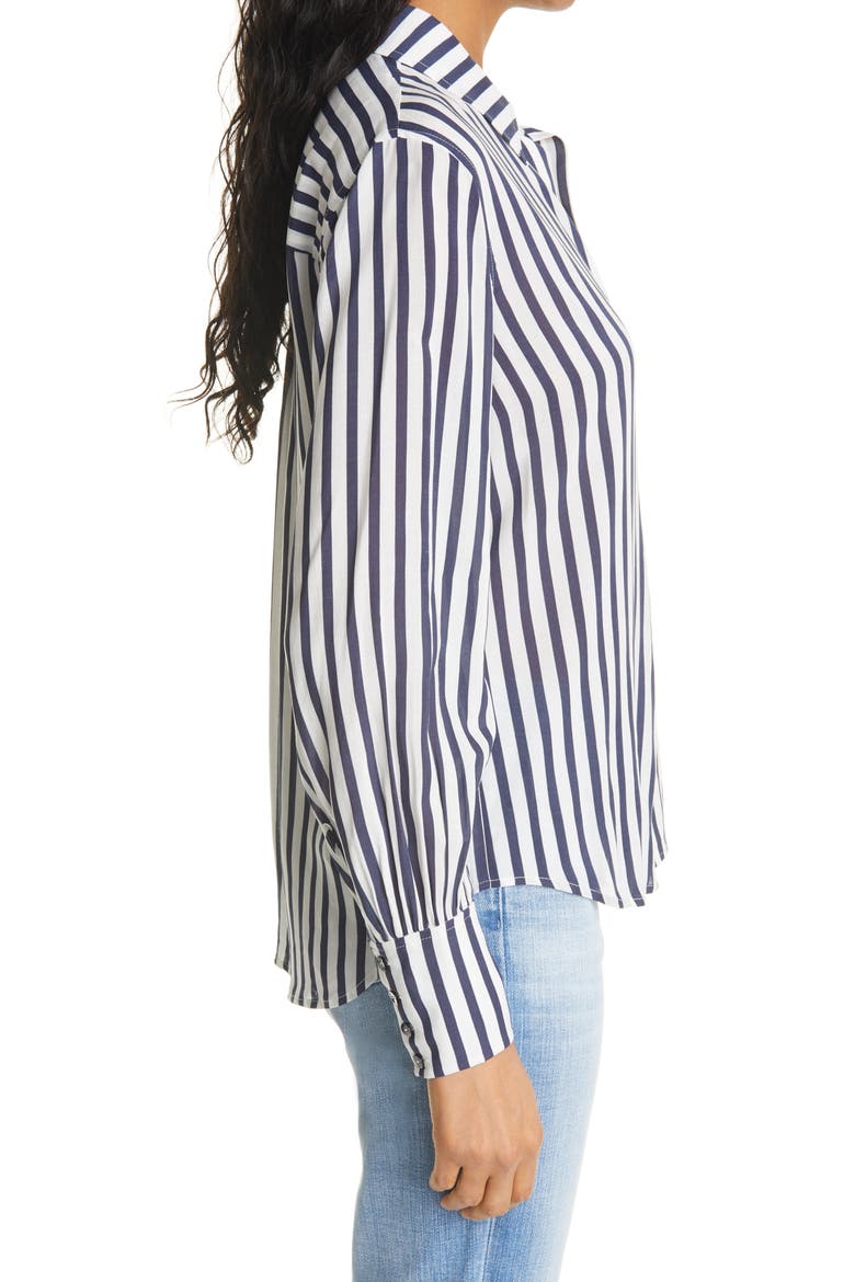 Jess Stripe Button-Up Blouse, Alternate, color, IVORY/ NAVY NAUTICAL STRIPE