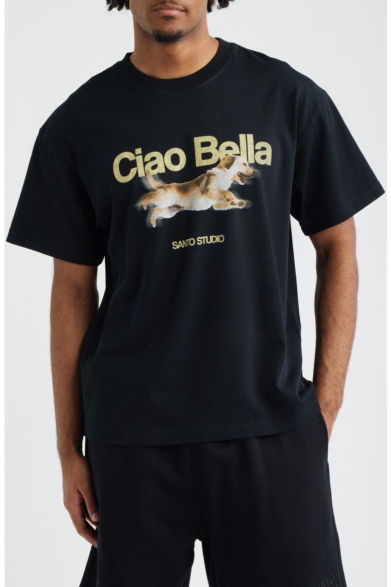Ciao Bella Graphic Cotton T-Shirt, Main, color, BLACK