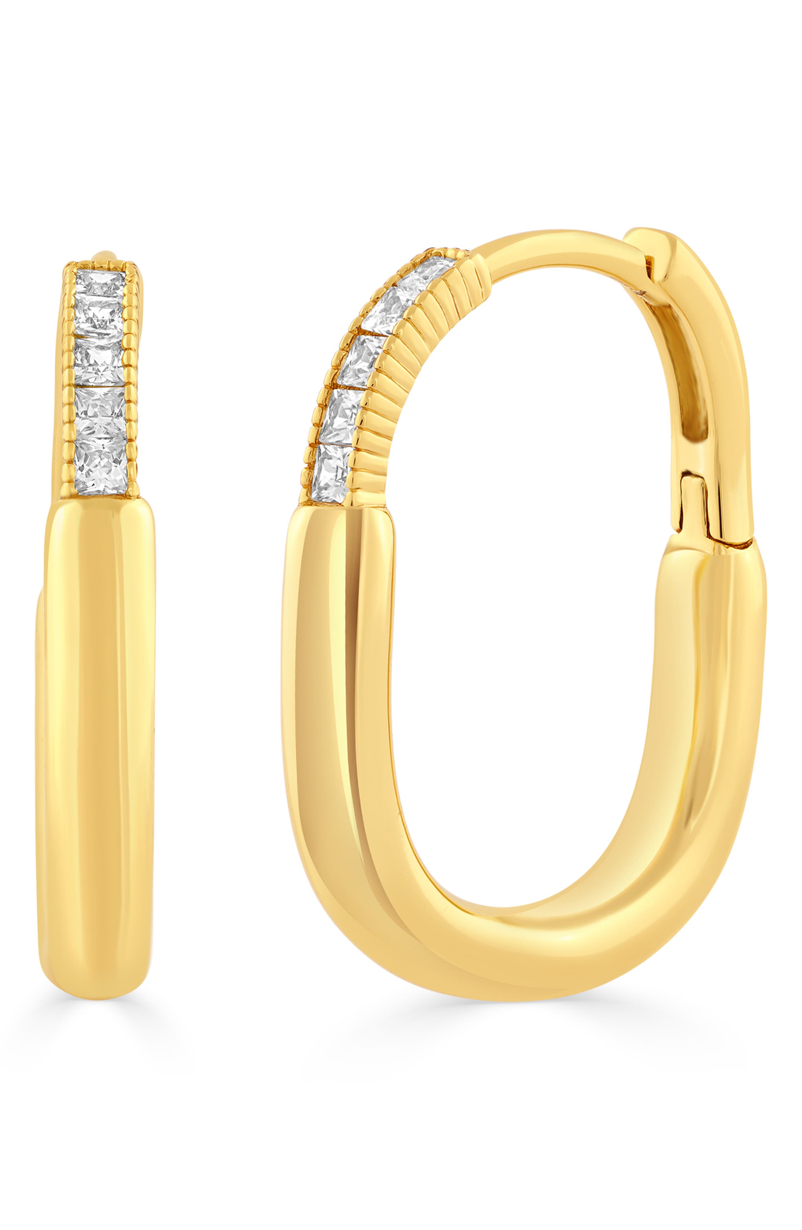 Cubic Zirconia Huggie Hoop Earrings