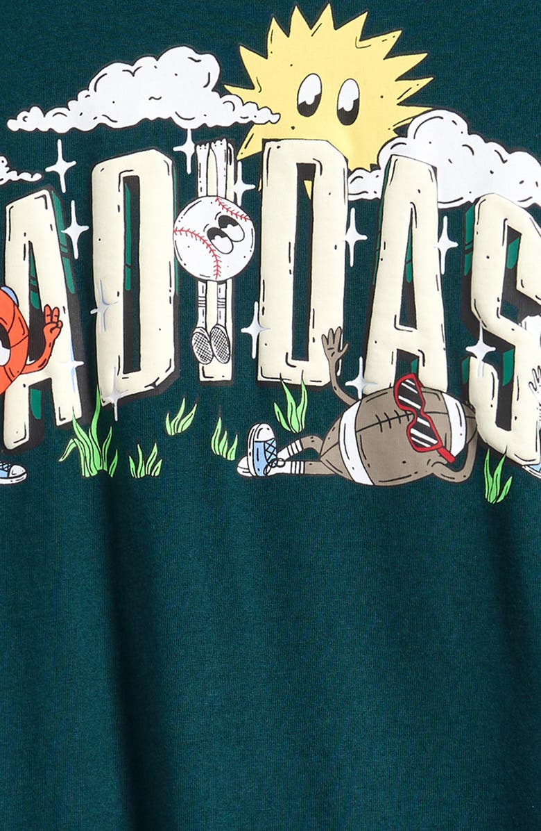 adidas Kids' Sport Doodle Cotton Graphic T-Shirt, Alternate, color, Dark Green