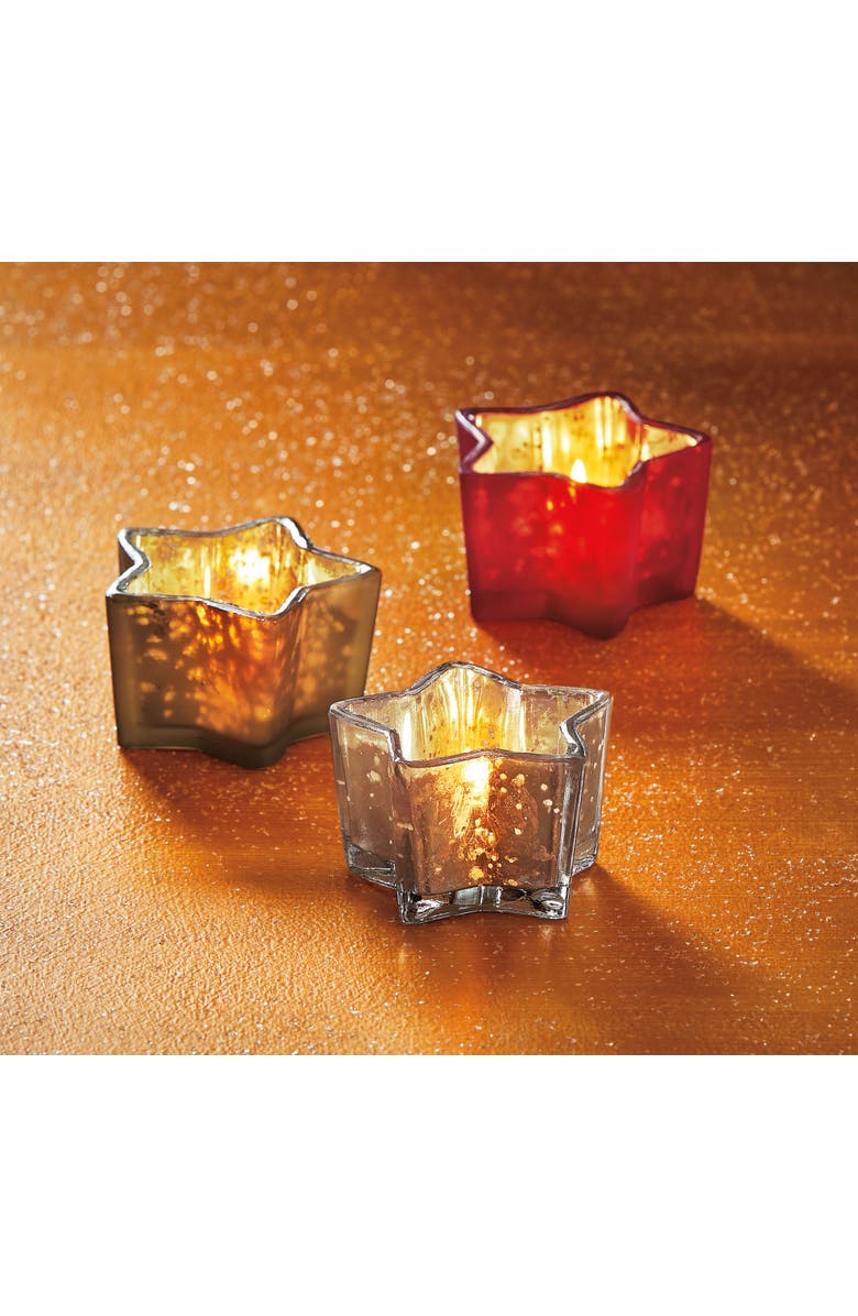 tag Red Star Shaped Glass Tealight Candle Holder for Christmas, Alternate, color, Red