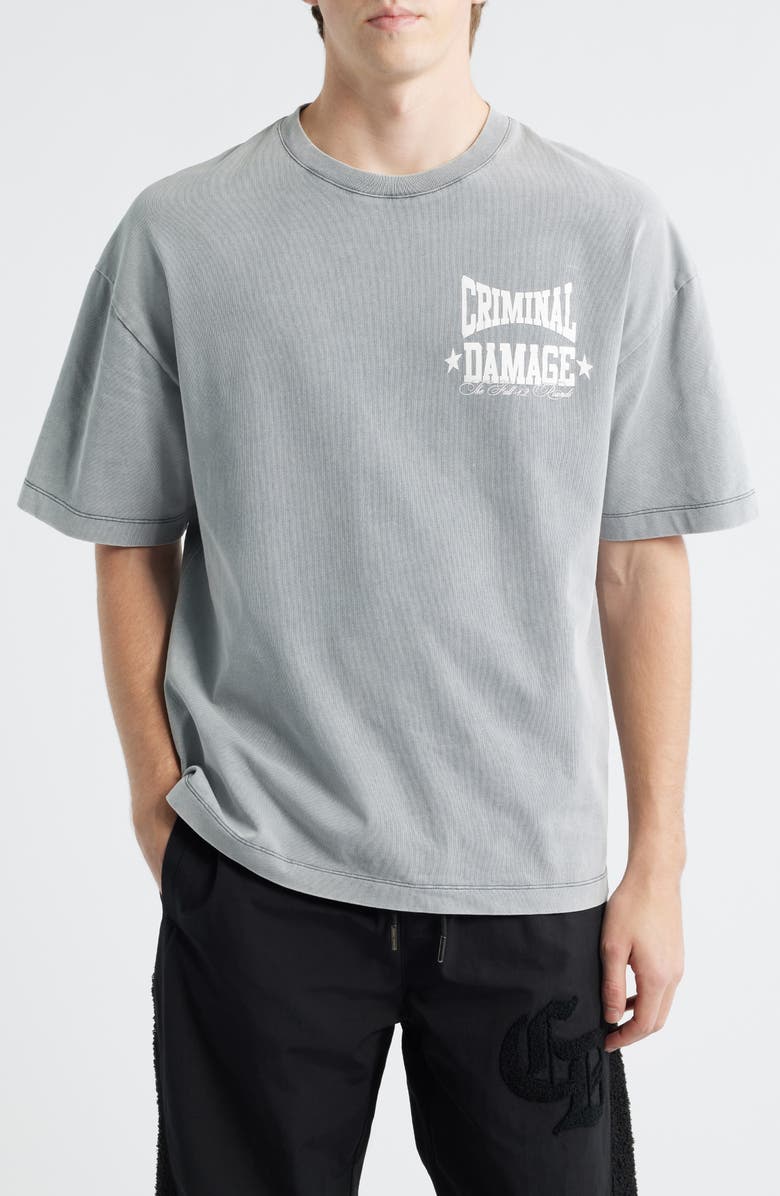 CRIMINAL DAMAGE Logo Graphic T-Shirt, Main, color, Washed Grey