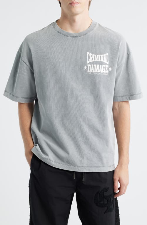 CRIMINAL DAMAGE Logo Graphic T-Shirt in Washed Grey 