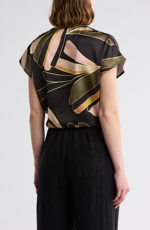 Elan Palm Print Surplice Neck Cover-up Crop Top