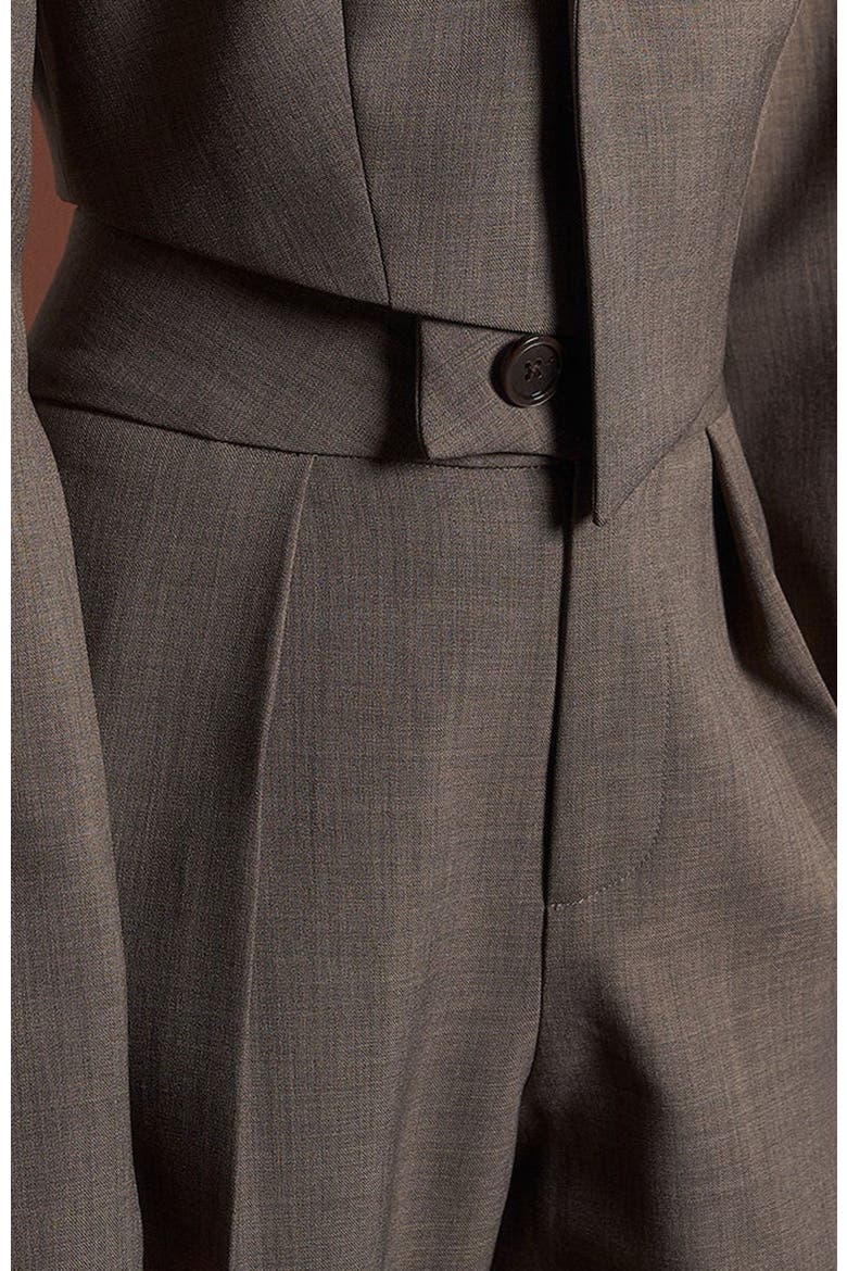 Dina Asymmetric Tailored Cropped Blazer, Alternate, color, Dark Taupe