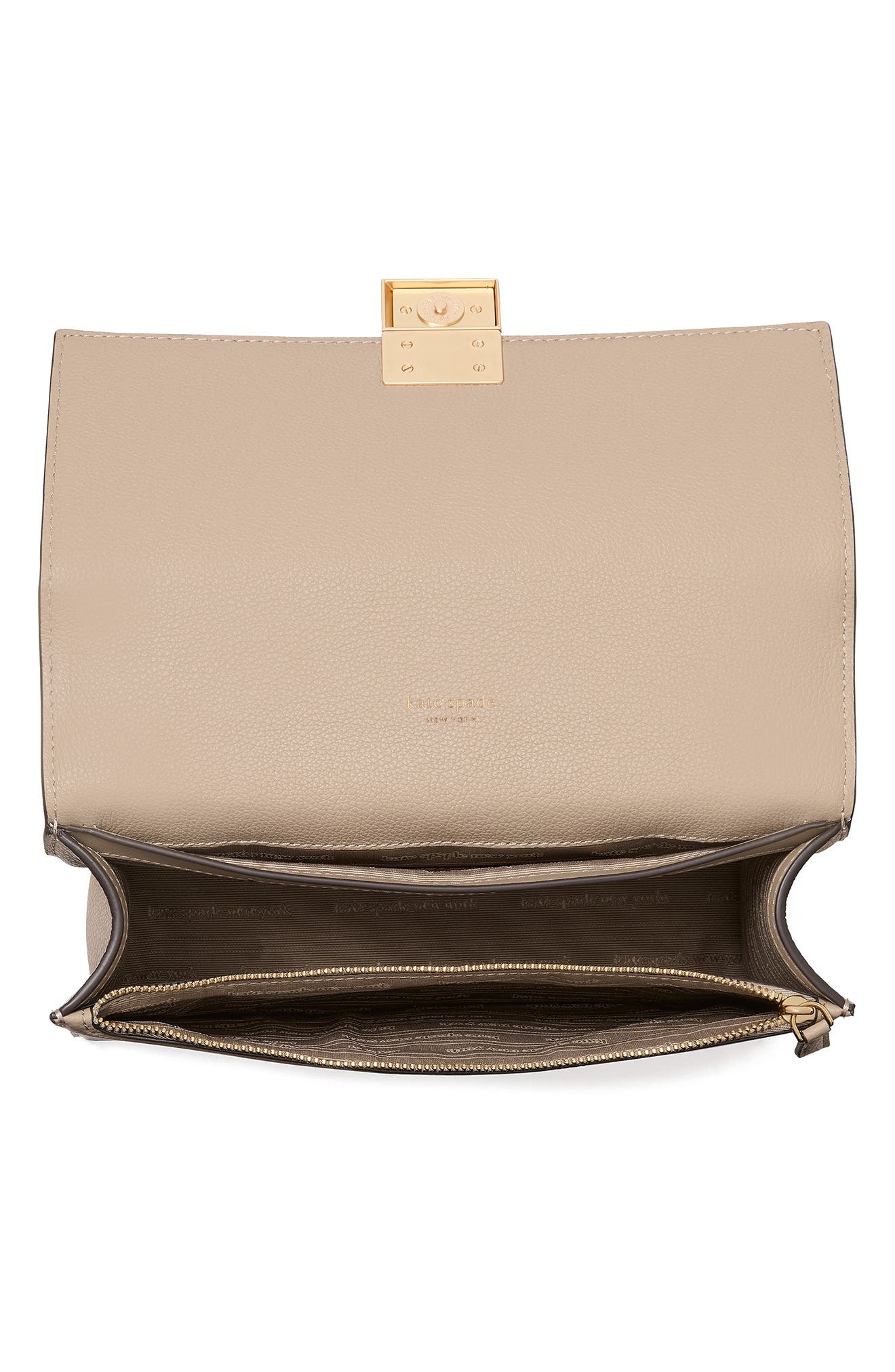 Kate Spade New York deco pebbled leather convertible crossbody bag, Alternate, color, Timeless Taupe