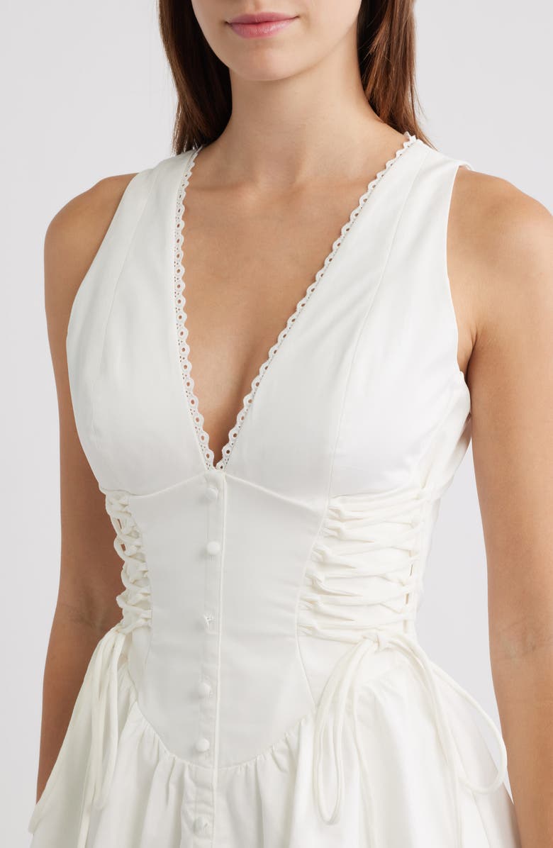 HOUSE OF CB Rosalina Broderie Anglaise Lace-Up Minidress, Alternate, color, White