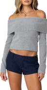 EDIKTED Tamara Foldover Crop Sweater