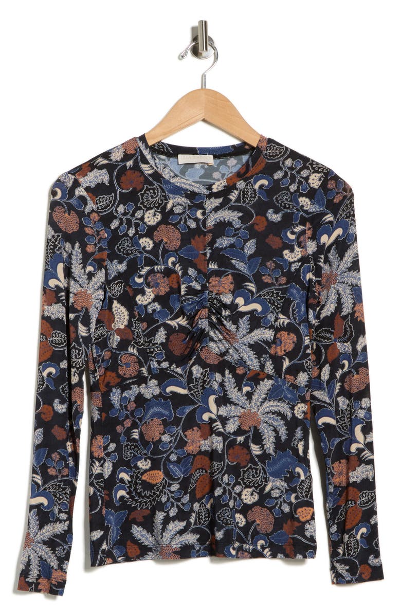 Ulla Johnson Neri Ruched Long Sleeve Top, Main, color, Moonlight Floral