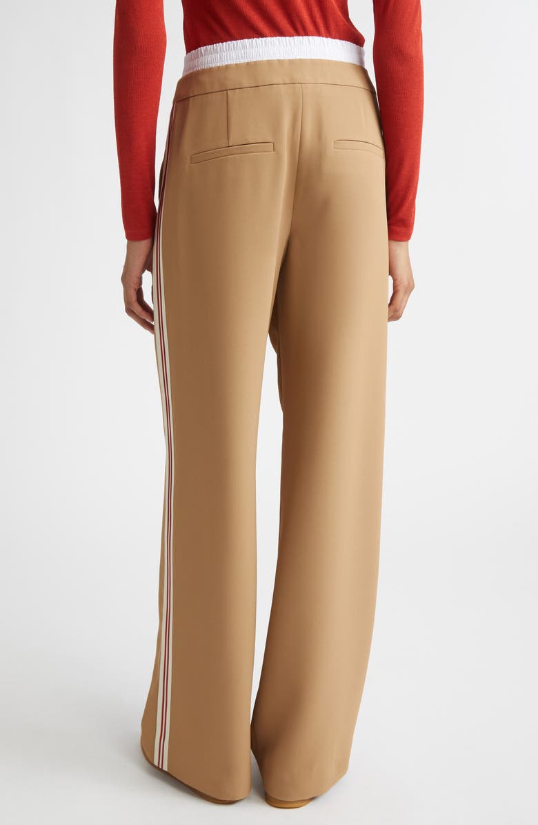 Veronica Beard Eugene Boxer Waist Side Stripe Gabardine Pants, Alternate, color, Khaki
