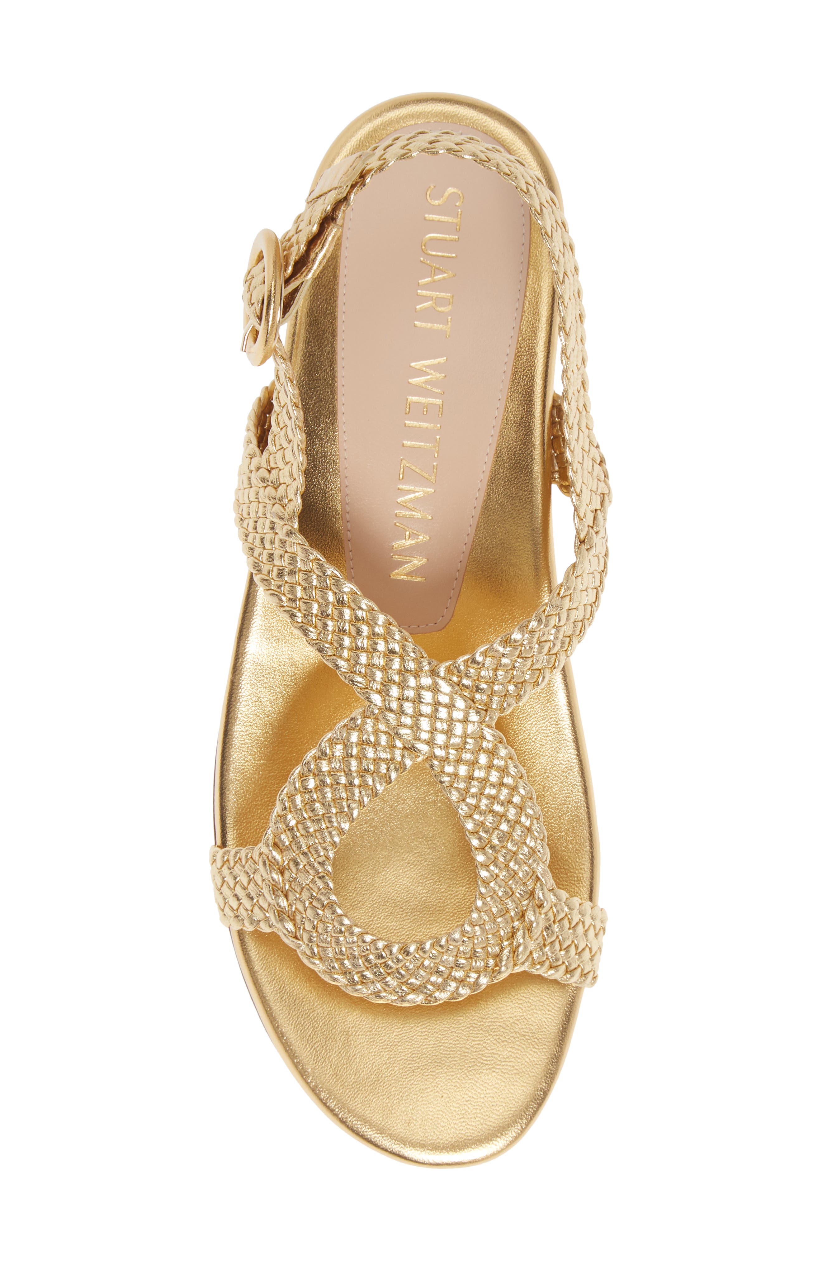 Stuart Weitzman Teodora Braided Metallic Slingback Sandal (Women