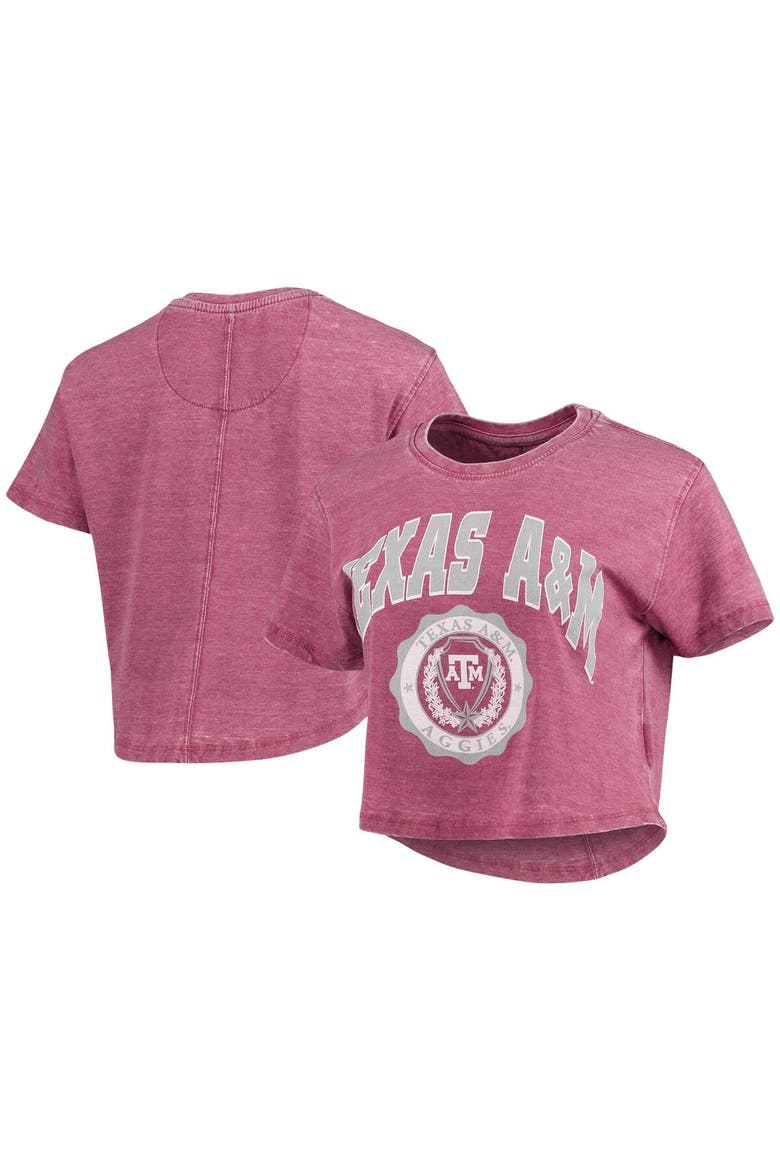 Women's Pressbox Maroon Texas A&M Aggies Edith Vintage Burnout Crop T-Shirt, Alternate, color, Maroon
