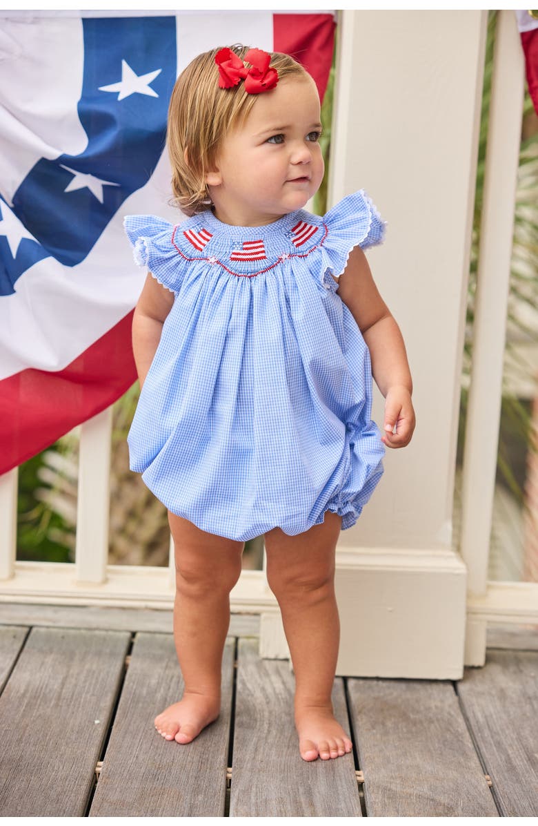 Little English Woven Smocked Bishop Bubble, Alternate, color, Flags
