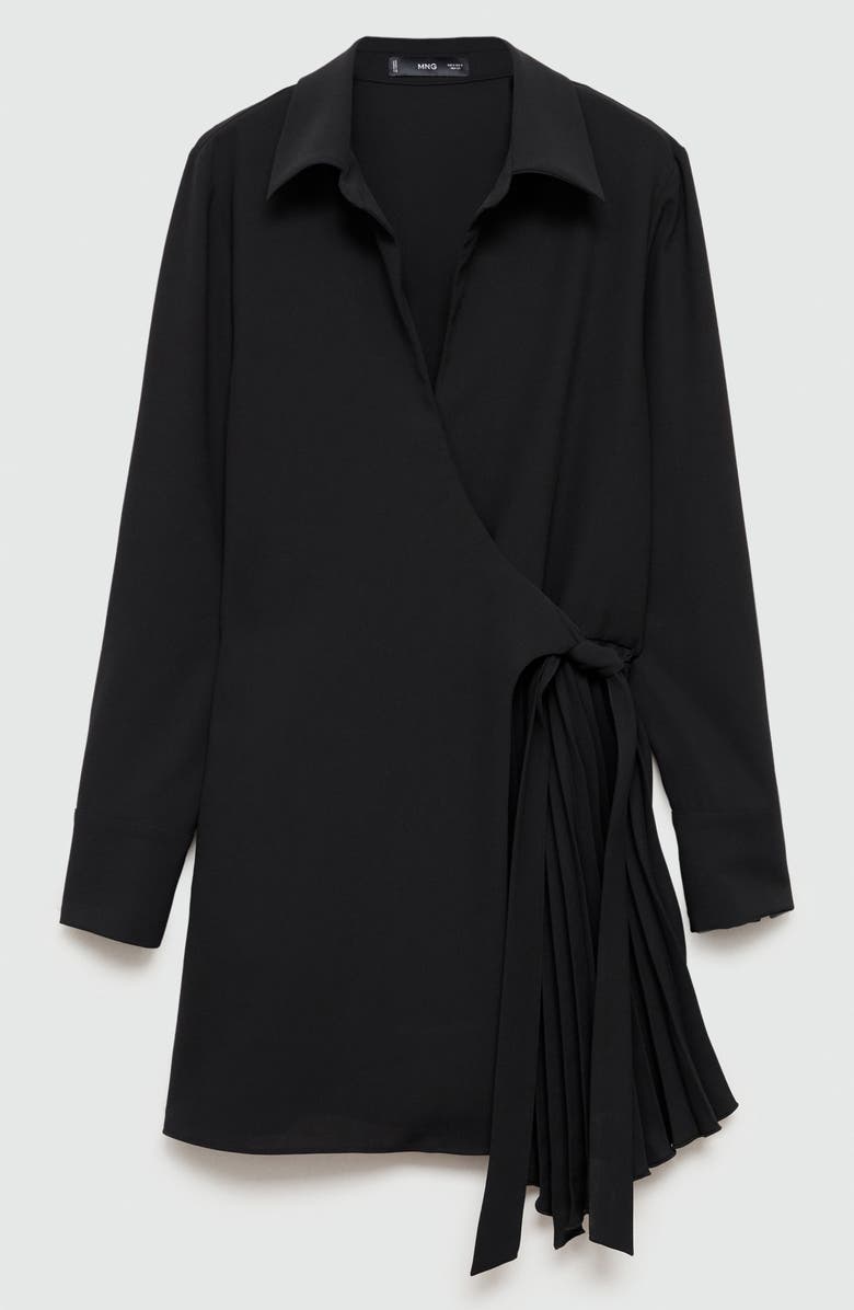 MANGO Long Sleeve Wrap Shirtdress, Alternate, color,