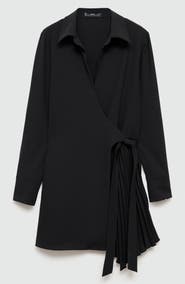 MANGO Long Sleeve Wrap Shirtdress