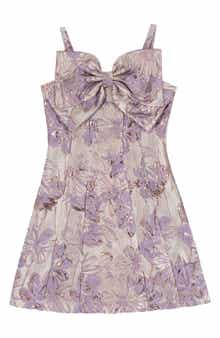 Rare Editions Kids' Metallic Brocade Bow Party Dress