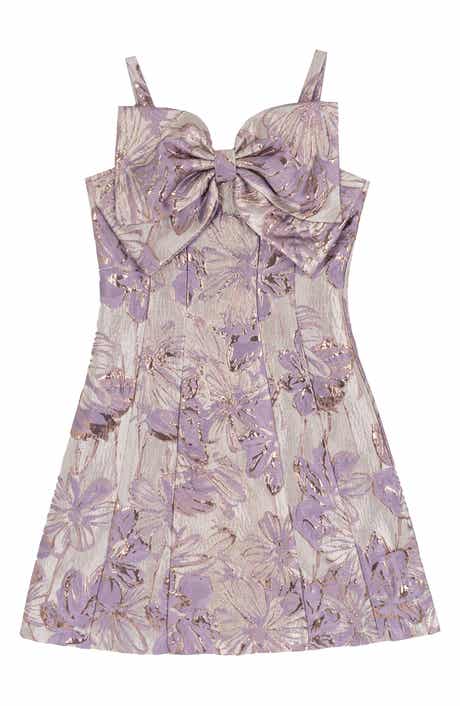 Rare Editions Kids' Metallic Brocade Bow Party Dress