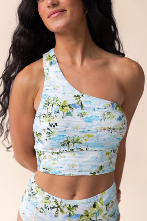 One Shoulder Crop Swim Top