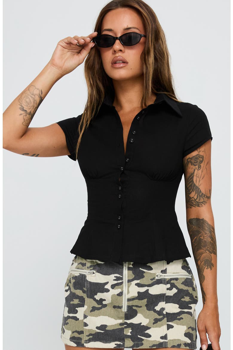 Cottesloe Fitted Button-Up Shirt, Alternate, color, BLACK