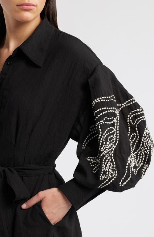 CIEBON CIEBON BRIELLE EMBROIDERED LONG SLEEVE SHIRTDRESS 