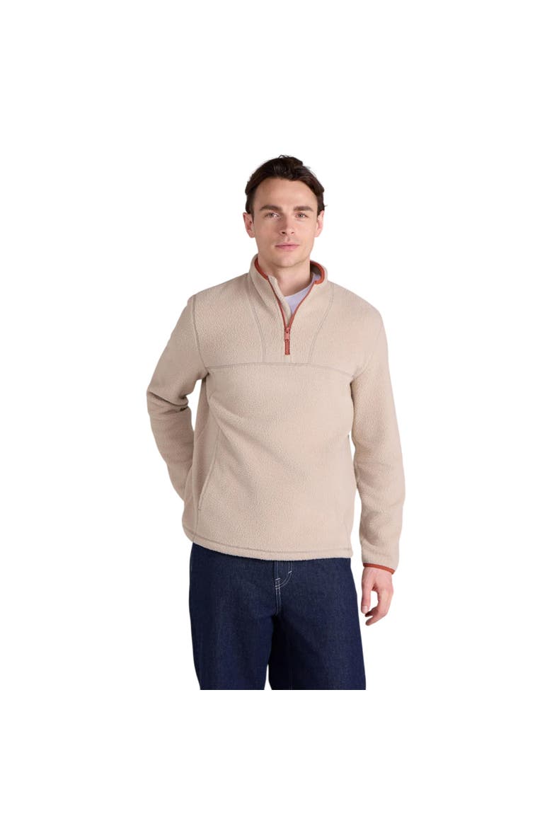 Alfie Contrast Detail Borg Half Zip Fleece Top, Alternate, color, Light Beige