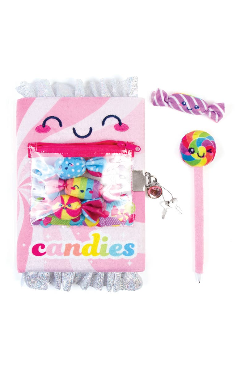 3C4G Candy Plush Pocket Locking Journal W/ Pen, Alternate, color, Multicolored