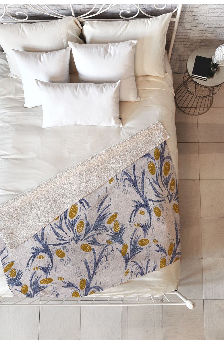 Deny Designs Holli Zollinger French Linen Thistle Faux Shearling Fleece Throw Blanket, Alternate, color, Multi