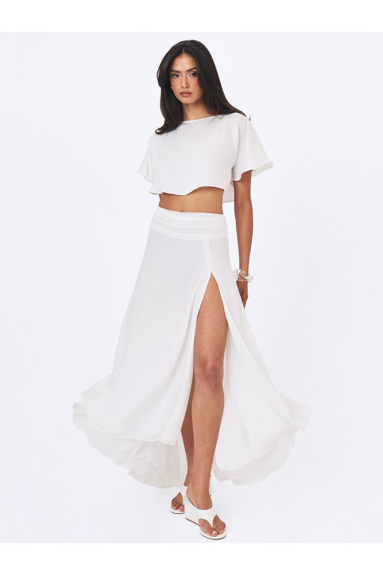 Yanna Chiffon High-Low Maxi Skirt, Alternate, color, White