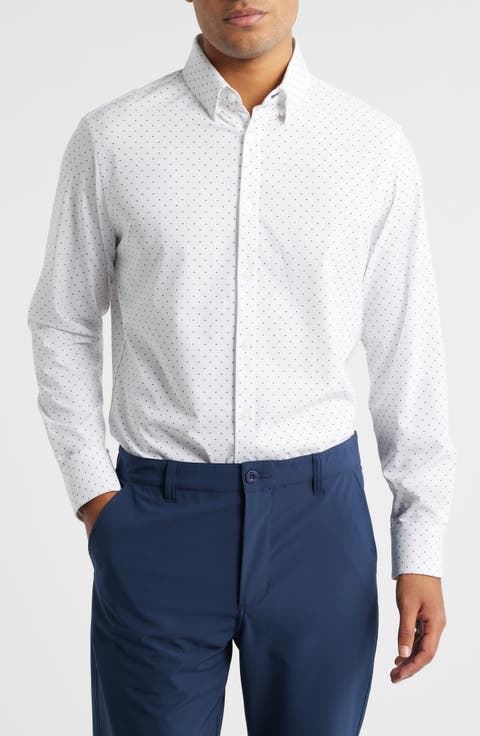 Leeward Trim Fit Geo Dot Performance Button-Up Shirt