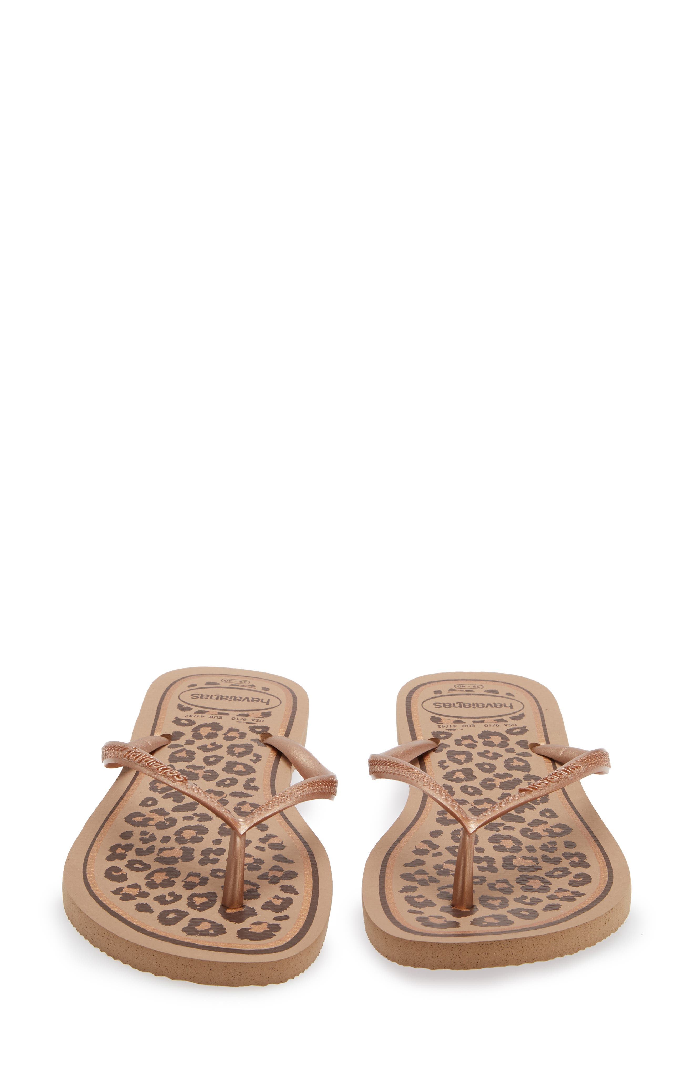 Havaianas Slim Animal Print Flip Flop, Alternate, color, Rose Gold/Rose Gold