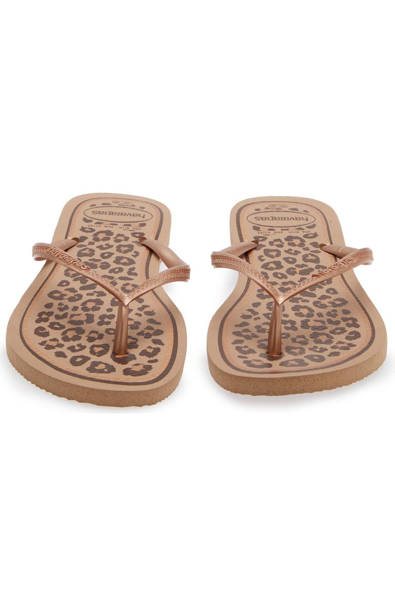 Havaianas Slim Animal Print Flip Flop, Alternate, color, Rose Gold/Rose Gold