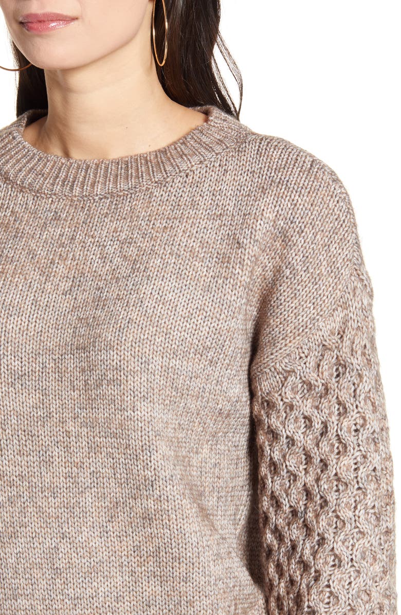 VERO MODA Bia Contrast Sleeve Crewneck Sweater, Alternate, color,