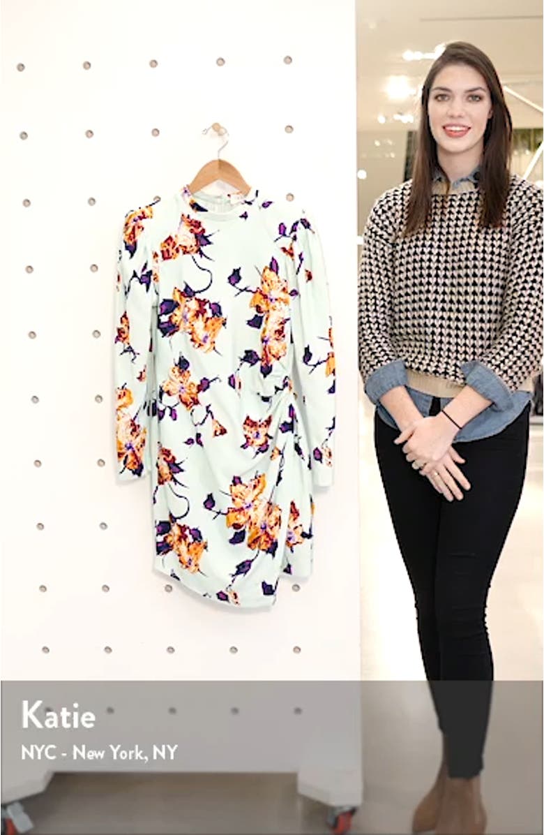 Jane Floral Leg of Mutton Long Sleeve Minidress, sales video thumbnail
