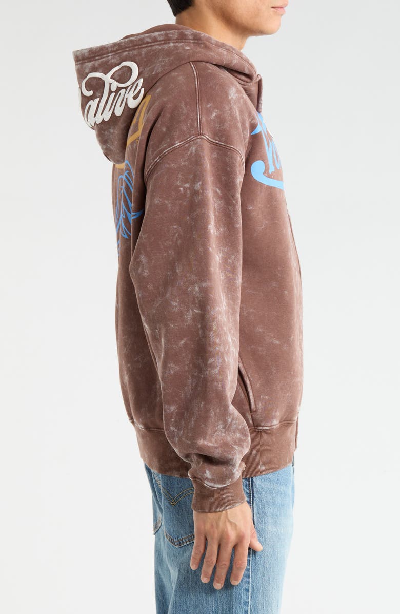 Von Dutch Oversize Fleece Zip Hoodie, Alternate, color, Sepia Stone Mineral Wash