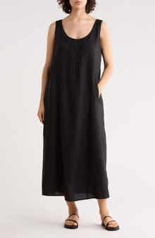 Eileen Fisher Pintuck Sleeveless Organic Linen Dress
