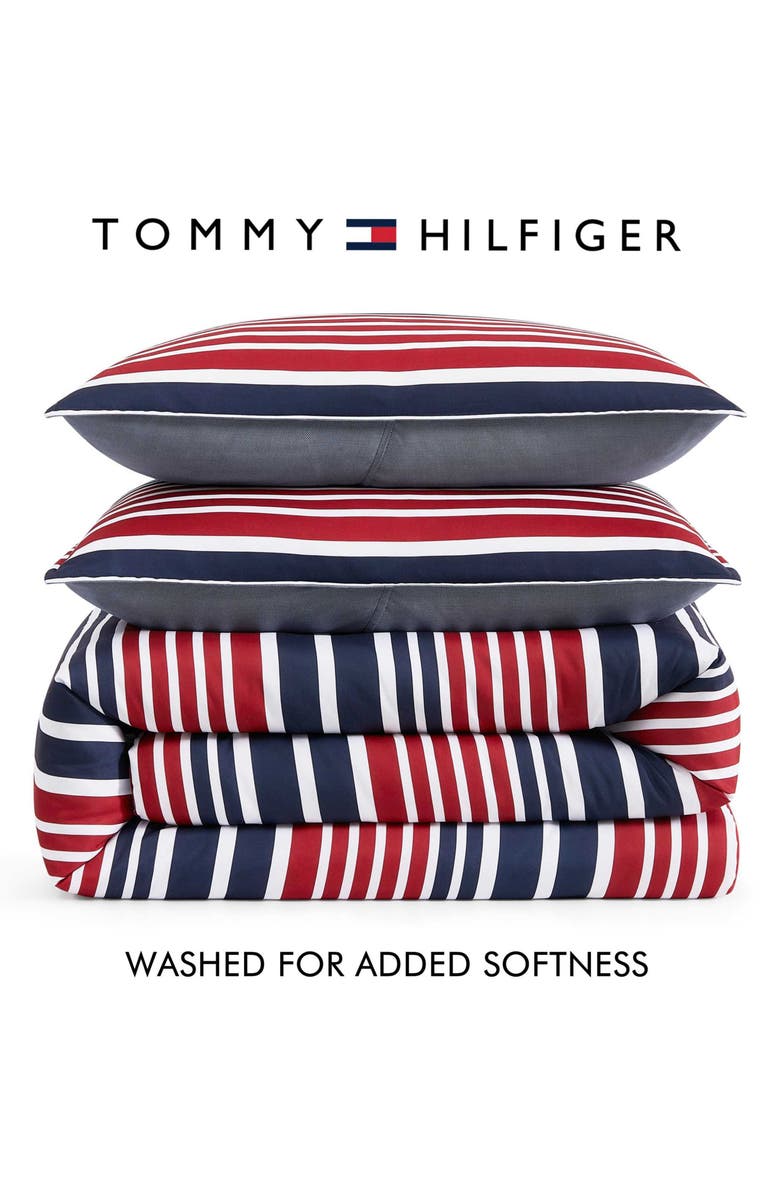Tommy Hilfiger Favorite Stripe Comforter & Shams Set, Alternate, color, White/ Medium Red/ Navy Blue